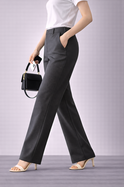 Premium Charcoal Grey Women’s Straight Fit Formal Trousers