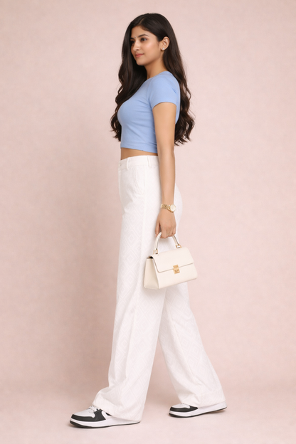 Plus Size Women’s Luxury White Premium Stretchable Trousers