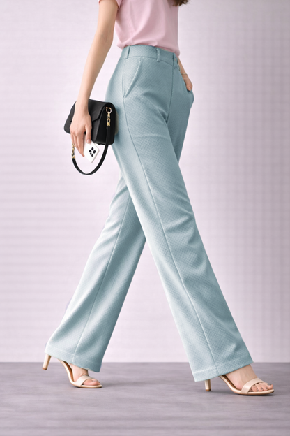 Luxury Aqua Mist High-Waist Women’s Office Trousers