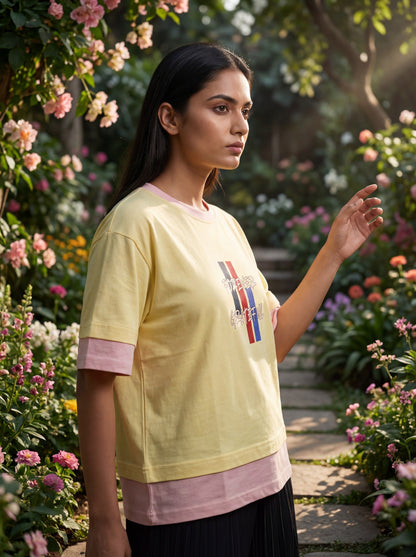 Forever Grateful Premium Crop Top – Butter Yellow & Blush Pink