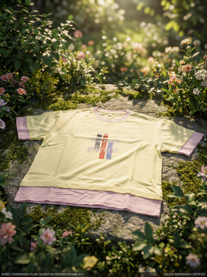 Forever Grateful Premium Crop Top – Butter Yellow & Blush Pink