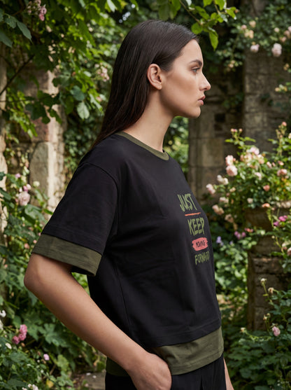 Aurum Double-Layer Crop T-Shirt