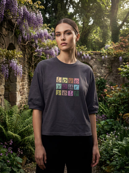 Charcoal “Love Your Self” Oversized T-Shirt