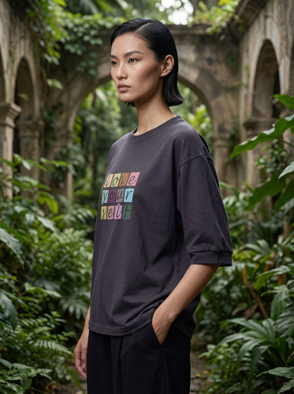 Charcoal “Love Your Self” Oversized T-Shirt