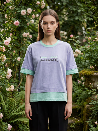 Enjoy Premium Crop Top – Lavender & Mint Green