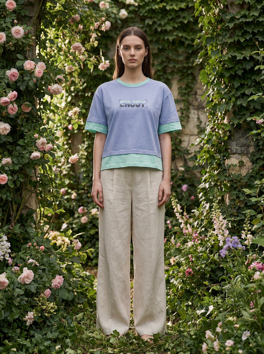 Enjoy Premium Crop Top – Lavender & Mint Green