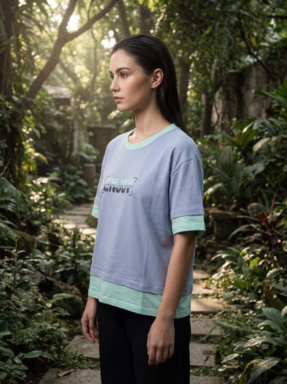 Enjoy Premium Crop Top – Lavender & Mint Green