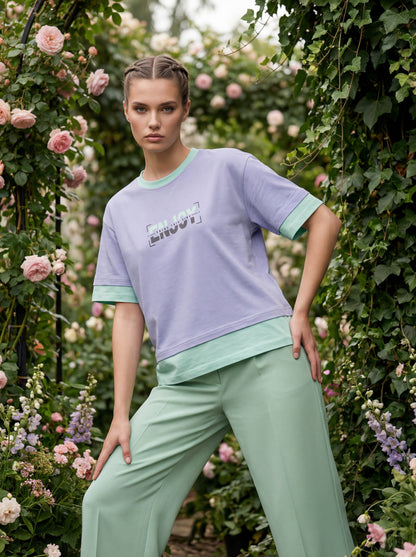 Enjoy Premium Crop Top – Lavender & Mint Green