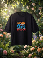 Black Dream Quote Oversized T-Shirt