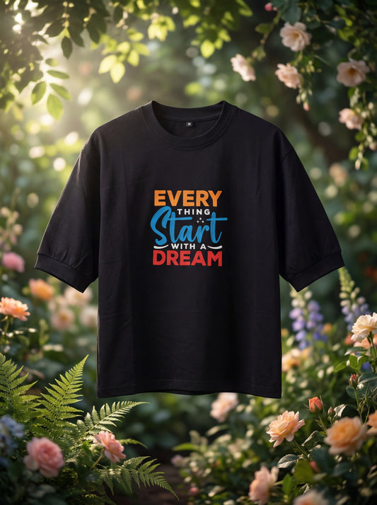 Black Dream Quote Oversized T-Shirt