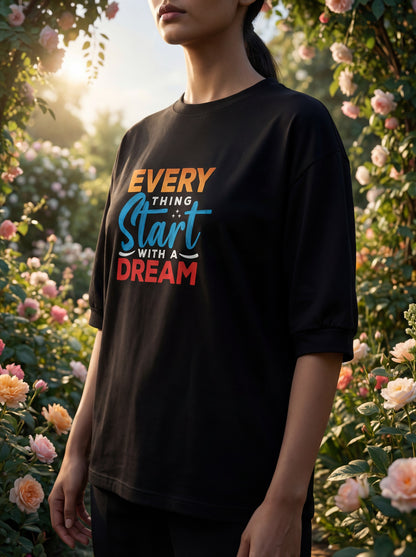 Black Dream Quote Oversized T-Shirt