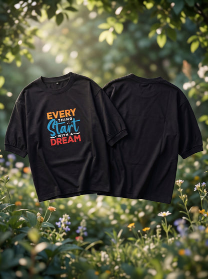 Black Dream Quote Oversized T-Shirt