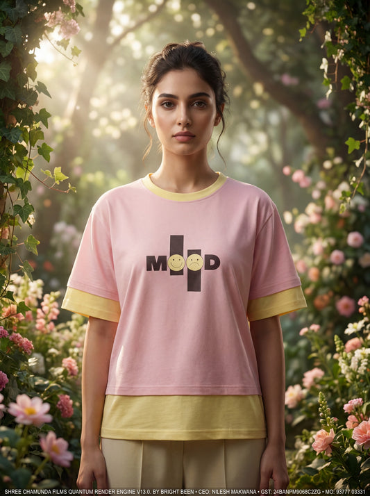 Mood Premium Crop Top – Blush Pink & Butter Yellow