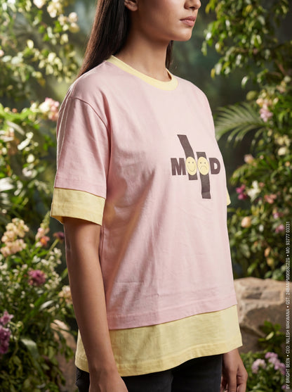 Mood Premium Crop Top – Blush Pink & Butter Yellow