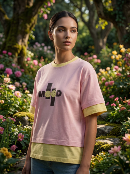 Mood Premium Crop Top – Blush Pink & Butter Yellow