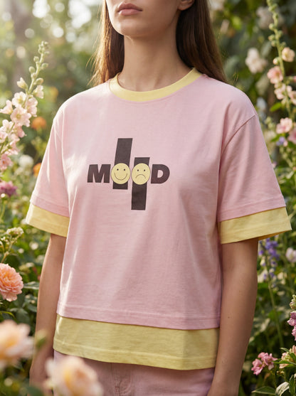 Mood Premium Crop Top – Blush Pink & Butter Yellow