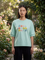 Mint Blue “Love Your Self” Oversized T-Shirt