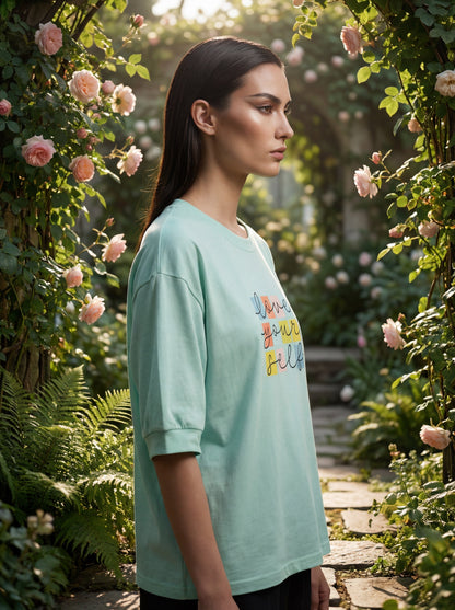 Mint Blue “Love Your Self” Oversized T-Shirt