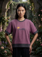 Glory Premium Crop Top – Wine Purple & Charcoal