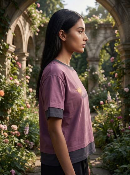 Glory Premium Crop Top – Wine Purple & Charcoal