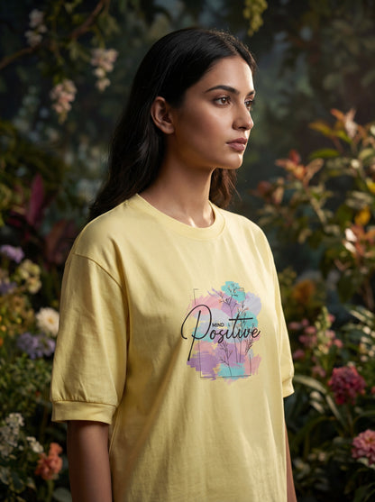 Butter Yellow “Mind Positive” Oversized T-Shirt
