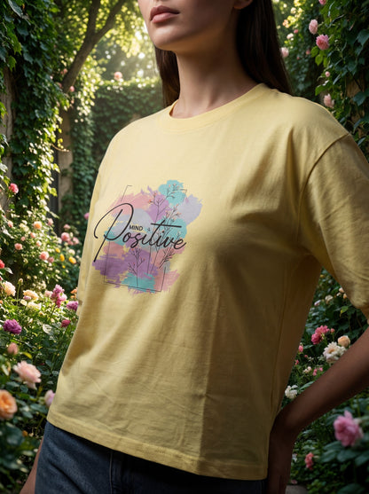 Butter Yellow “Mind Positive” Oversized T-Shirt