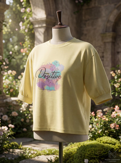 Butter Yellow “Mind Positive” Oversized T-Shirt