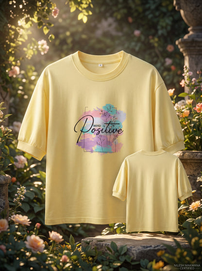 Butter Yellow “Mind Positive” Oversized T-Shirt