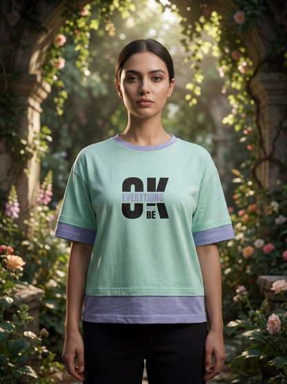 OK Everything Premium Crop Top – Mint Green & Lavender
