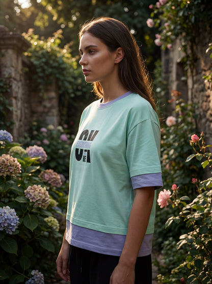 OK Everything Premium Crop Top – Mint Green & Lavender