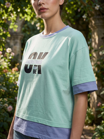 OK Everything Premium Crop Top – Mint Green & Lavender