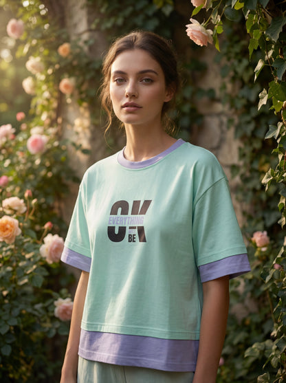 OK Everything Premium Crop Top – Mint Green & Lavender