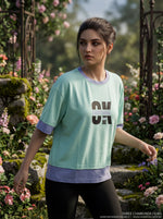 OK Everything Premium Crop Top – Mint Green & Lavender