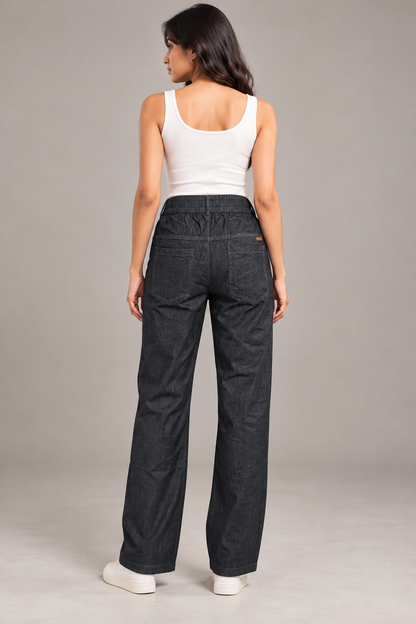 Women’s Premium Charcoal Black Soft Denim Trousers