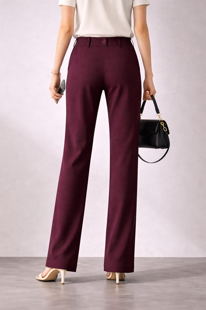 Luxury Wine High-Waist Women’s Office Pants