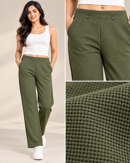 Women’s Dark Olive Green Classic Trousers