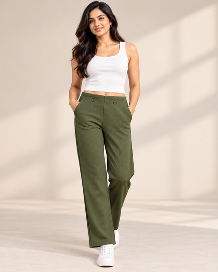 Women’s Dark Olive Green Classic Trousers