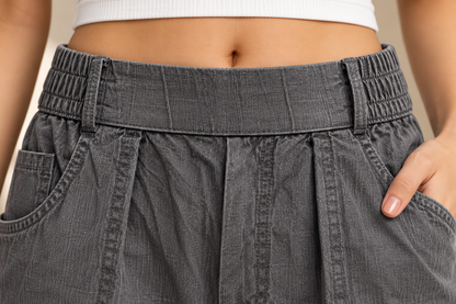 Women’s Premium Relaxed Fit Soft Denim Trousers in Light Grey